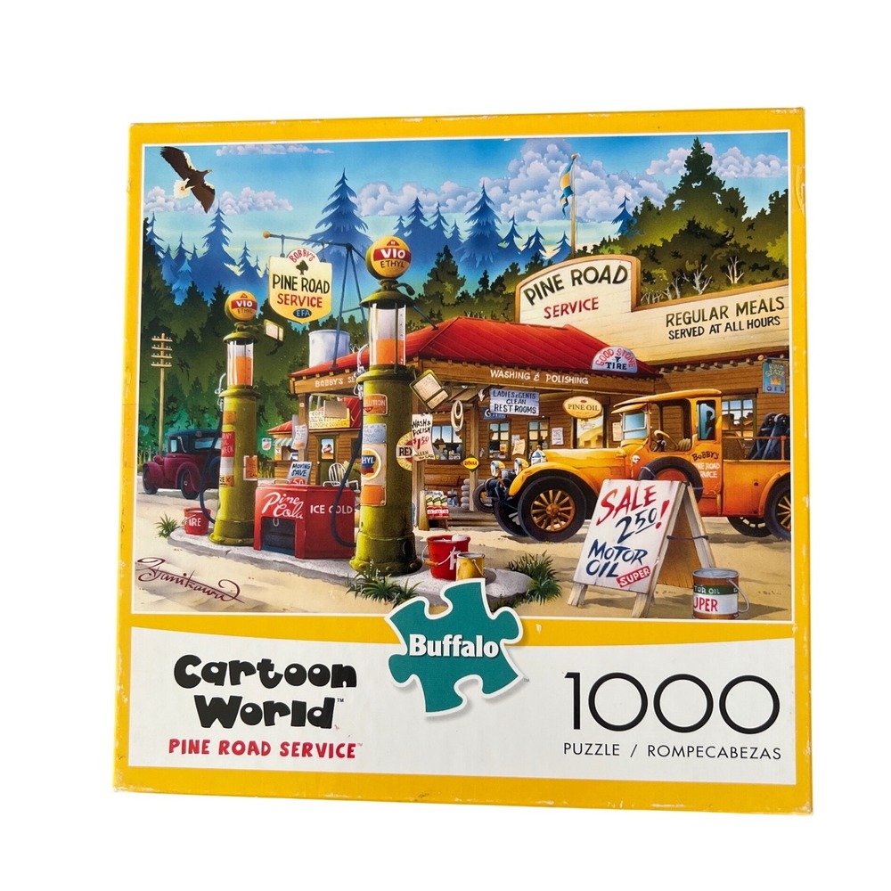 Buffalo Games Cartoon World Pine Road Service 1000 Piece Jigsaw Puzzle Complete